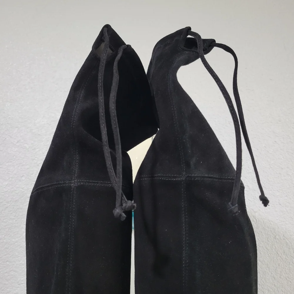 Stuart Weitzman Jocey Stretch Suede OTK Boots Black Size 8 US S0741 New!